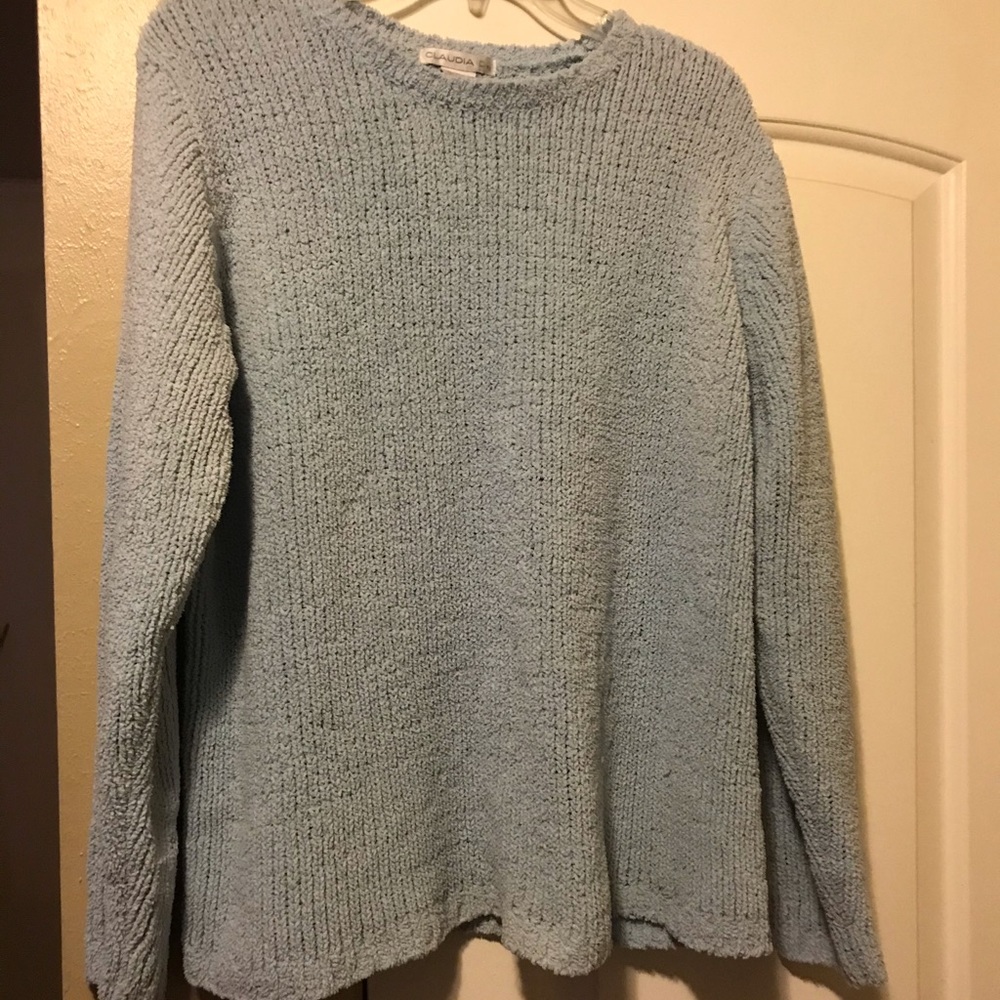 Claudia D. Chenille Baby Blue Sweater Size XL